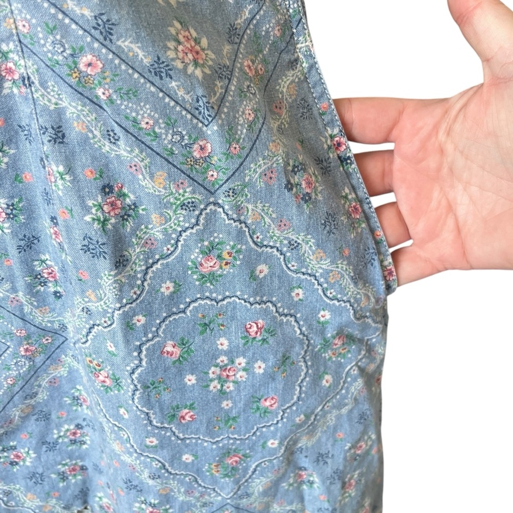Vintage 90s Floral Cottagecore Dress Sleeveless Button Front Cotton Size 8 - Picture 6 of 10